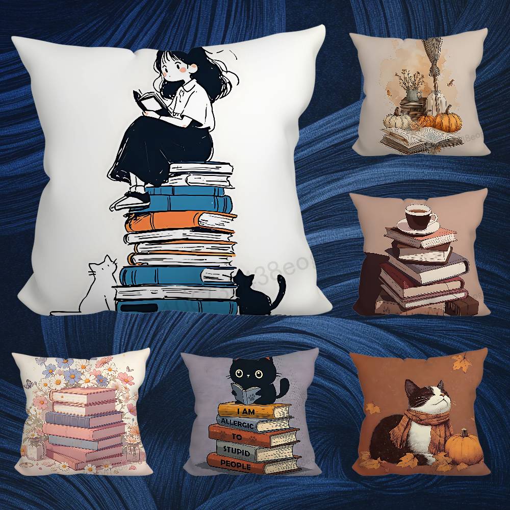 Book Illustration Art Throw Pillow Case For 45x45cm,55x55cm,30x30cm For Home Bedroom Decoration And Protector