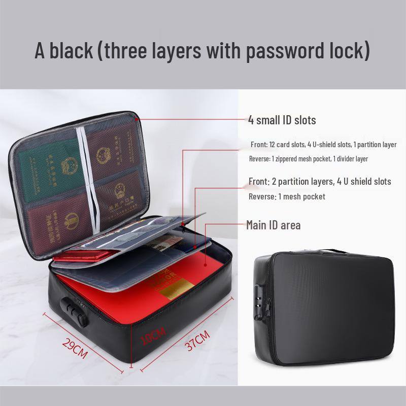 Fireproof Large-Capacity Passport & Document Storage Bag
