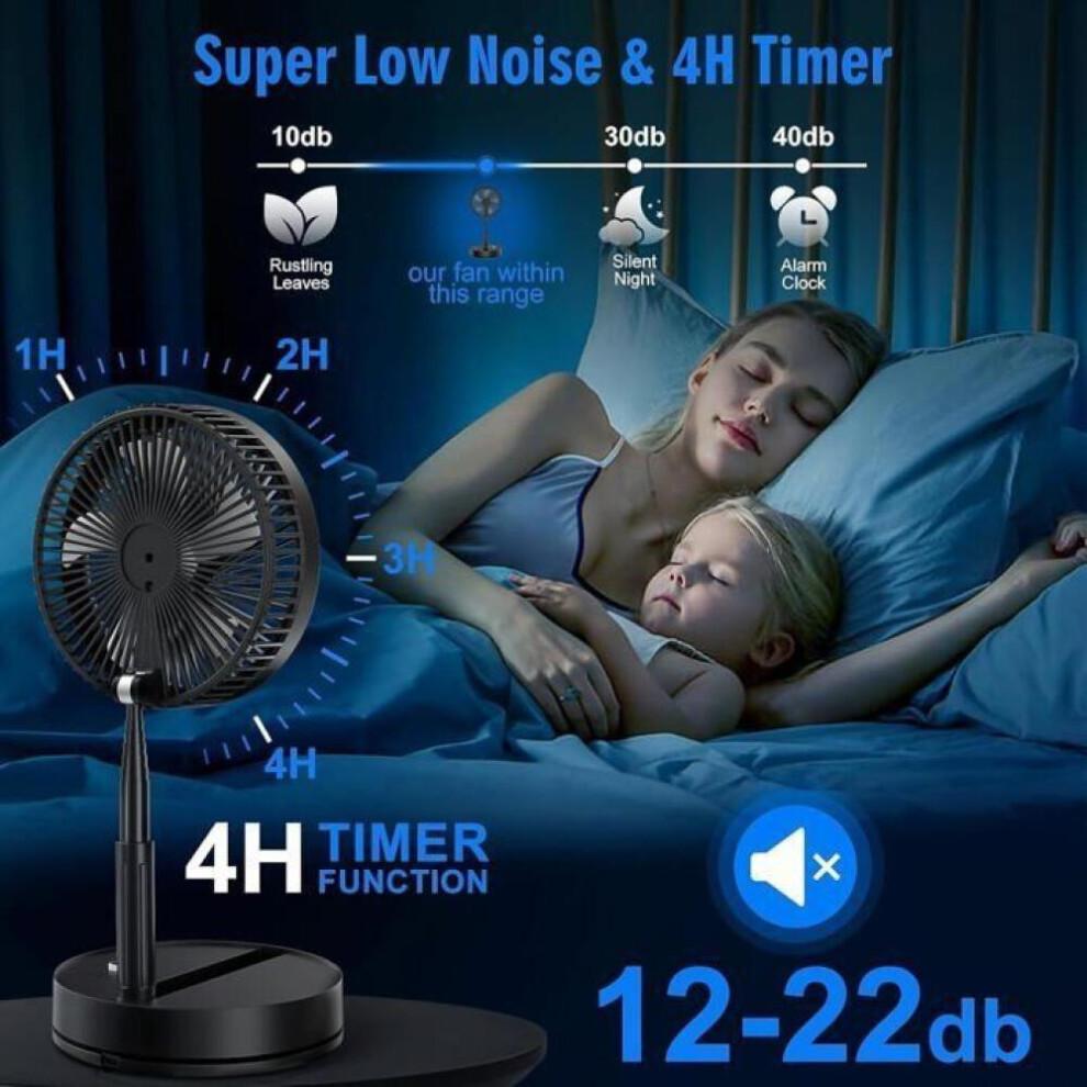 Tragbarer oszillierender Ventilator 23 cm mit Fernbedienung, leiser Betrieb, 4 Geschwindigkeiten/Timer, 7200 mAh Akku, wiederaufladbar über