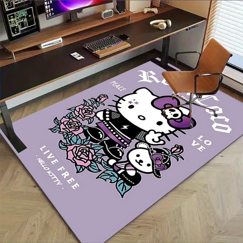 1pc Rock Coco Hello Kitty Carpet Anti Slip Polyester Floor Mat for office.Bedroom