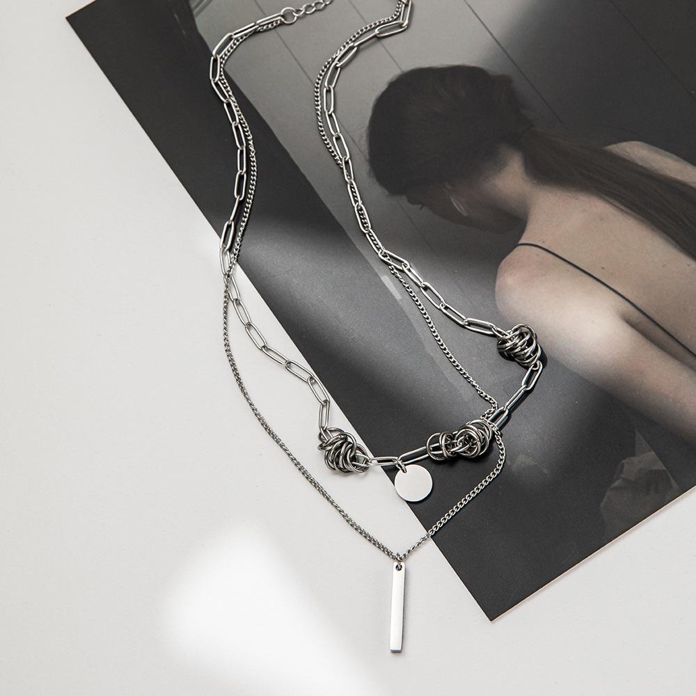 Dvouvrstvý navíjený přívěsek na krk z titanové oceli, hip-hopová osobnostní trendy řetízek na svetr