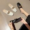 Leather Sandals Bag Head Half Slippers Women's Summer Wear Fashion 2025 New Sandals Flat Single Shoes Muller Shoes