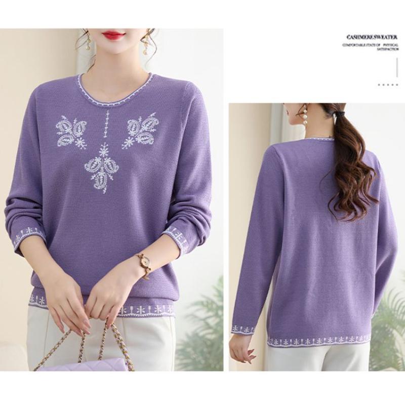 Dámský nový podzimní prošívaný pulovr s kulatým výstřihem, základní všestranný top, pletený svetr