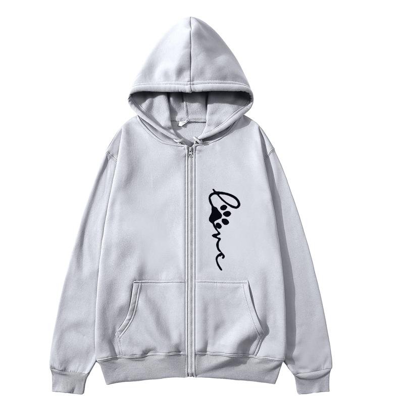 

Толстовка на молнии со следами маленького медведя, модные толстовки больших размеров, женские толстовки с карманами и длинными рукавами, толстовка на молнии со следами маленького медвежонка, женские поты 3XL