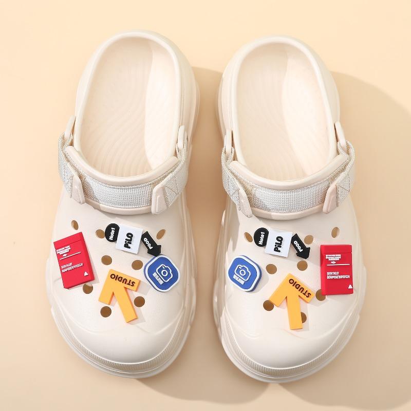 

Толстоподошвенные тапочки с закрытым носком, женские летние, нескользящие, на каблуке из ЭВА, милые мультяшные, с отверстиями, женские 39-40 бежевый