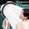 15CM Large Panel 6 Modes Pressurized Shower Head Multi-function Sprayer High Pressure Adjustable Filtered Bathroom Showerhead
