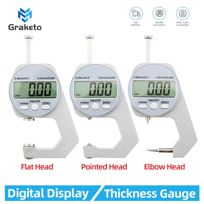 Digitální měřič tloušťky ze zinkové slitiny Elektronický LCD mikrometr Metrický imperiální Nástroje pro měření tloušťky stěny 0-10/20 mm