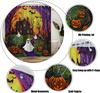 Decohalloween Shower Curtain,Spooky Ghost Gothic Castle Pumpkin Haunted House Festival Scary Purple Orange Bathroom Home