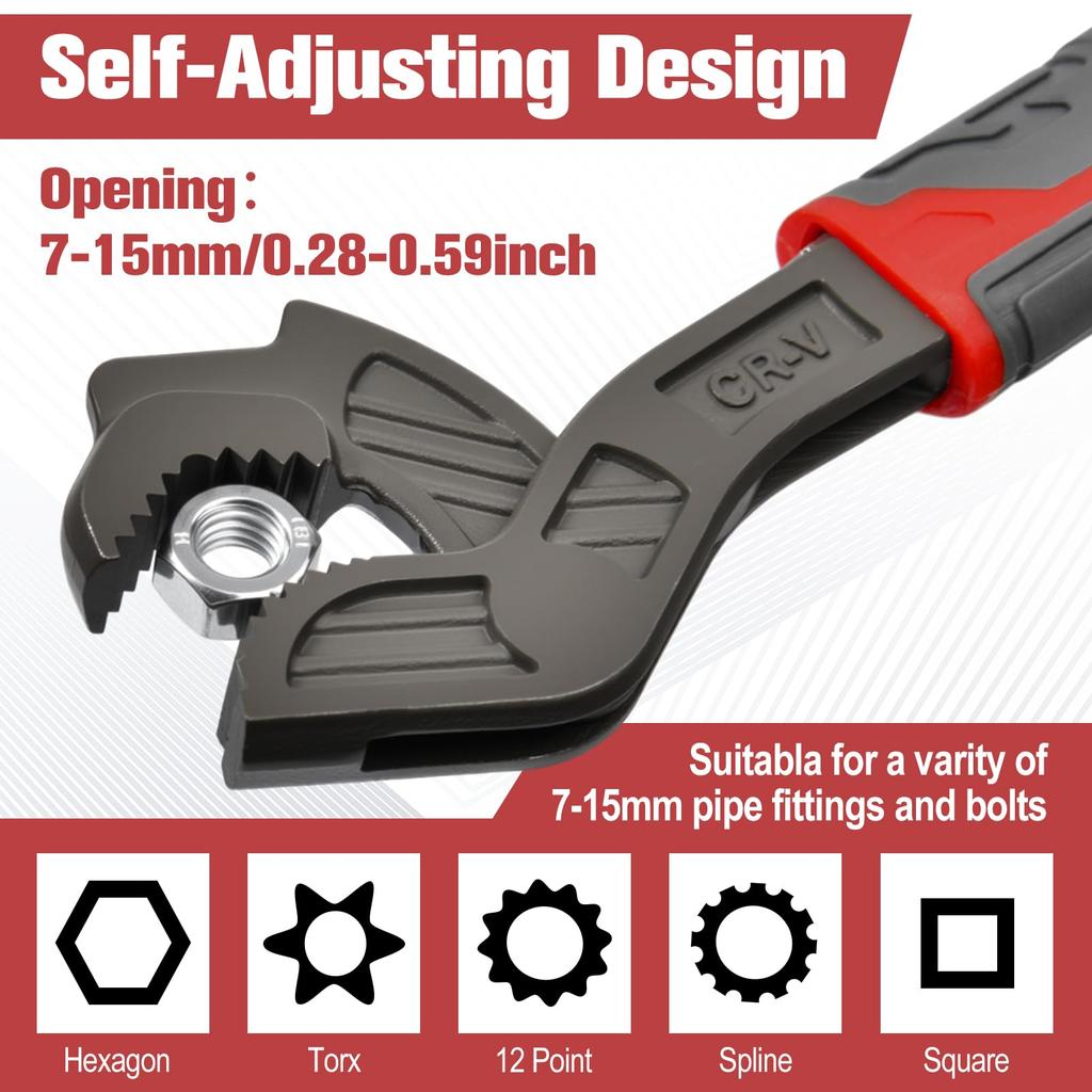 GOLD DEER Pipe 215mm Universal Magic Spanner with Quick Power for Auto Repair and Home Plumbing and Plumbing Fits Steel Self-Adjusting Wrench,