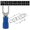 100PCS U Type U Type Electrical Crimp Terminal Blue Fork Terminals  Automotive Wiring