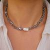 Vintage Heart Pendant Natural Purple & Black Gall Stone Chain Necklace for Women Choker Jewelry N0500