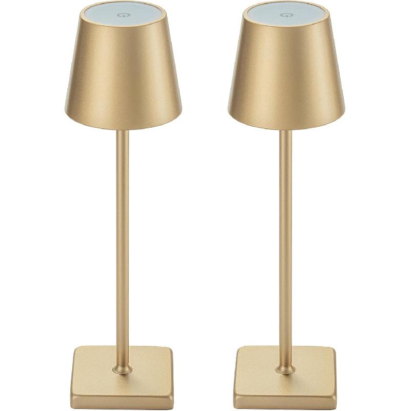 2 Pack Rechargeable Cordless Table Lamps, 5200mAh Battery Touch Table Light, Aluminum Shell Stepless Dimmable Portable LED Desk Lamp for