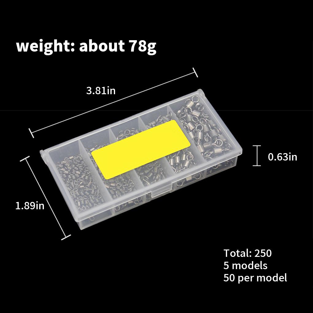 251pcs Connector Bearing Solid Connectors with Fishing Snap High Strength Ball Clips Rotating Swivel Locks Set