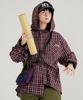 Wv Project Bay Oversized Check Hoodie Burgundy Jils7771