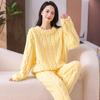 Pajamas Female Winter Warm Shu Cotton Velvet Ladies Suit Outside Padded Thickened Homewear Women's Long-Sleeved Striped Sleepwear