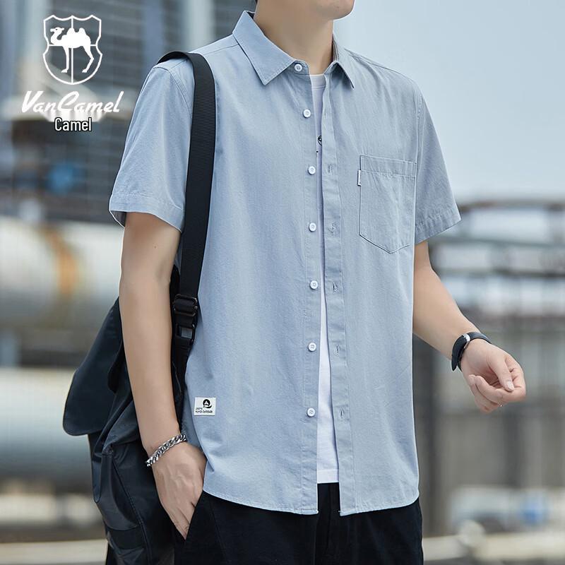 VANCAMEL Men s Short Sleeve Casual Shirt S