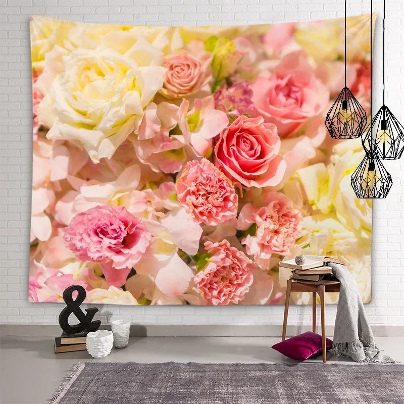 Sunset Flower Field Landscape Wall Decor Tapestry Home Living Room Tapestry
