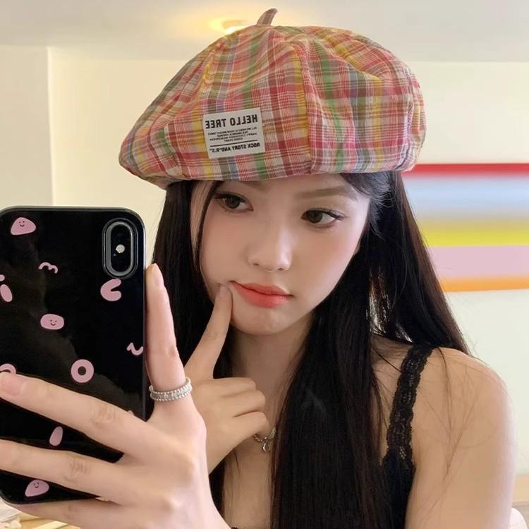 2025 Summer Women's Rainbow Octagonal Beret - Lightweight, Sweet, Face-Slimming Painter's Hat