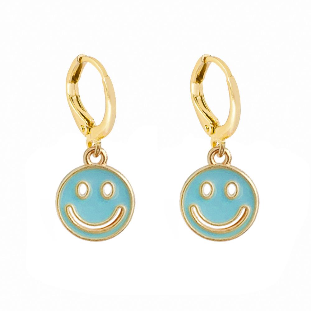 

Modern Alloy Hollow Smiley Face Earrings Trendy Geometric Design небо синє кольору