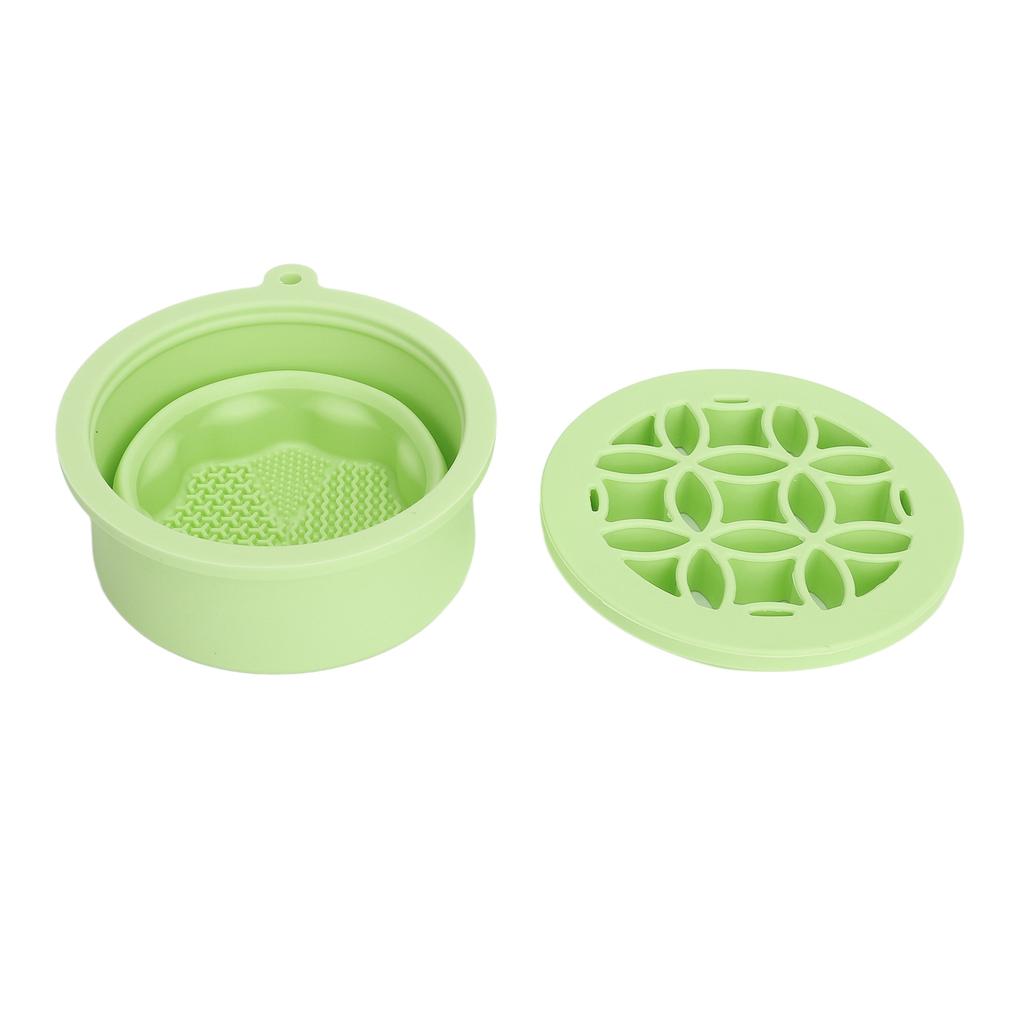 2 in 1 Makeup Brush Cleaning Mat with Brush Drying Rack Folding Space Saving Cosmetic Brush Cleaner Bowl