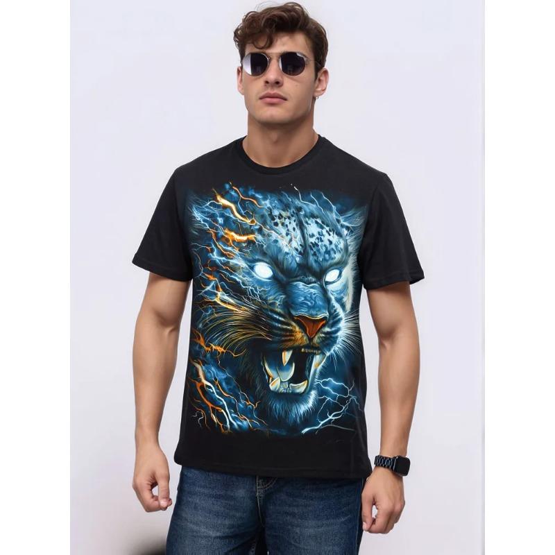 Pánské kreslené tričko s krátkým rukávem a kulatým výstřihem, letní trička