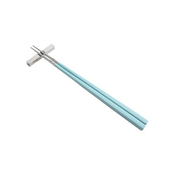 Cutipol KUBE Chopsticks + Chopstick Rest Set Turquoise Silver KU39T