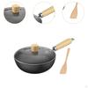 Patelnia Wok 7'' do gotowania na gazie płaskodenna niepowlekana do smażenia w ruchu dom i kemping