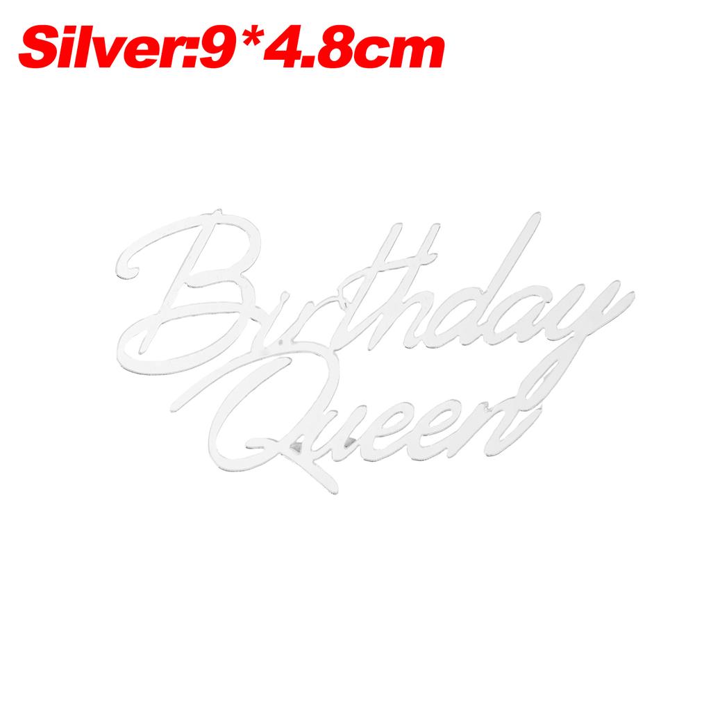 Gold Silber Acryl Kuchenaufsätze Dekorationen Happy Birthday Königin Prinzessin für Mädchen Geburtstagsparty Dessert Buchstaben Dekoration