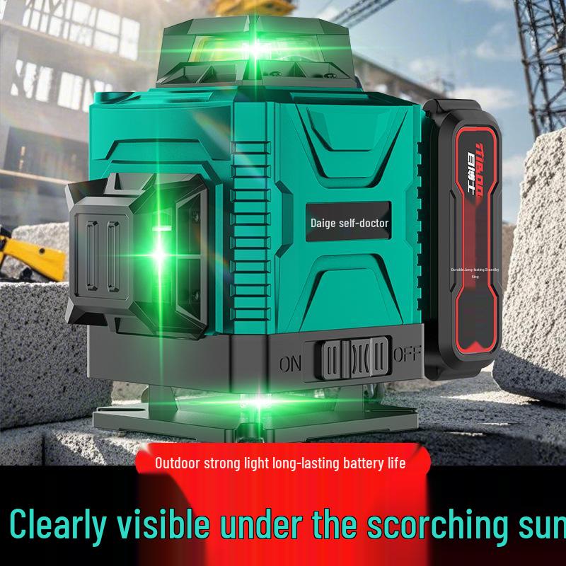 High-Precision 12-Line Outdoor Green Laser Level with Automatic Leveling for Walls and Floors