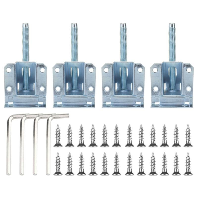 Pacote com 4 Pés Ajustáveis para ArmárioPés de Suporte de Móveis de Metal de Alta Resistência com Design Antiderrapante Para Estabilidade de Guarda-roupa