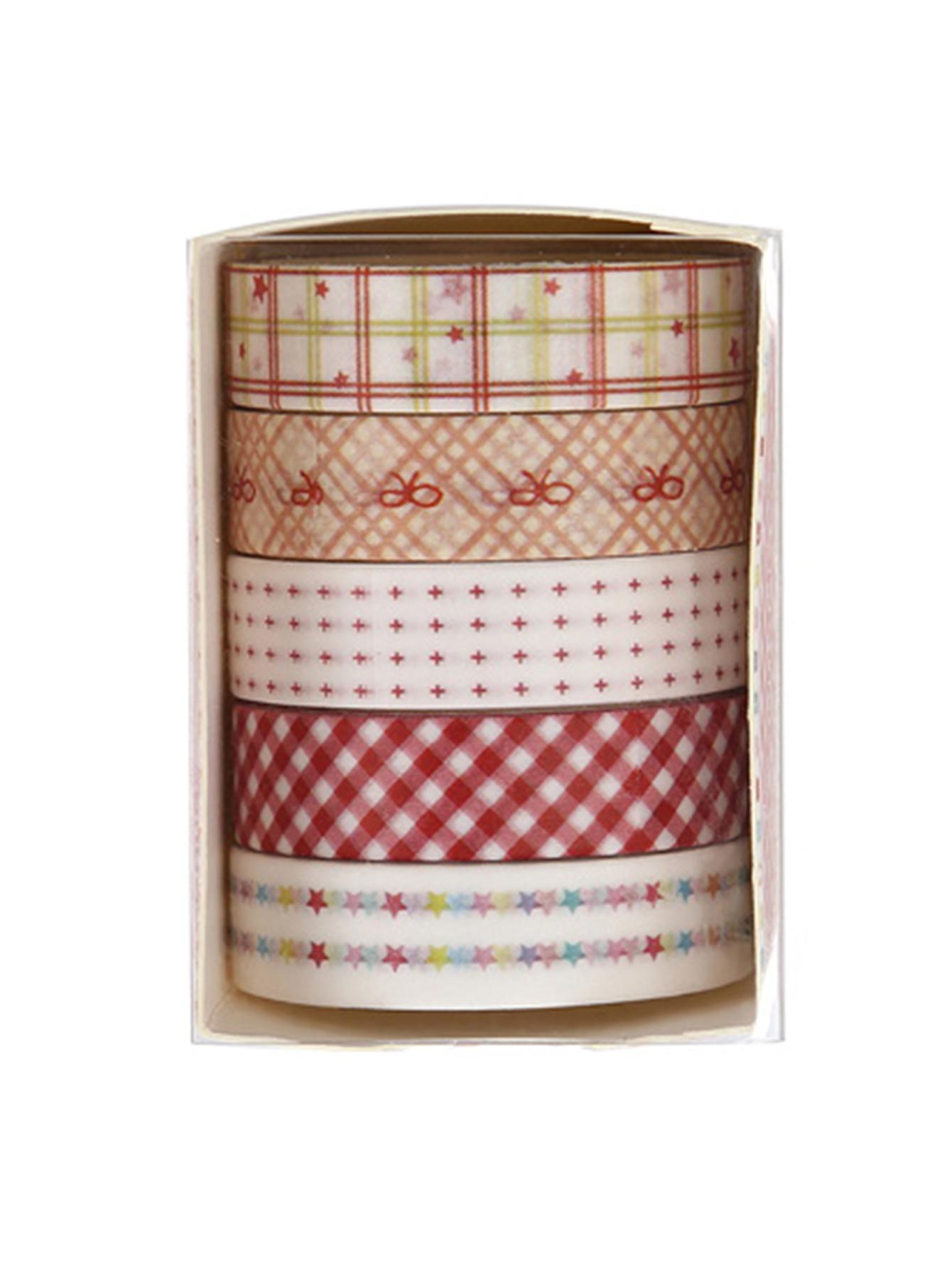 

5 рулонів/коробка, різноманітних стилів васі-стрічки, маскувальної стрічки для художнього дизайну та DIY-виробів, шкільне приладдя, подарунки на день народження