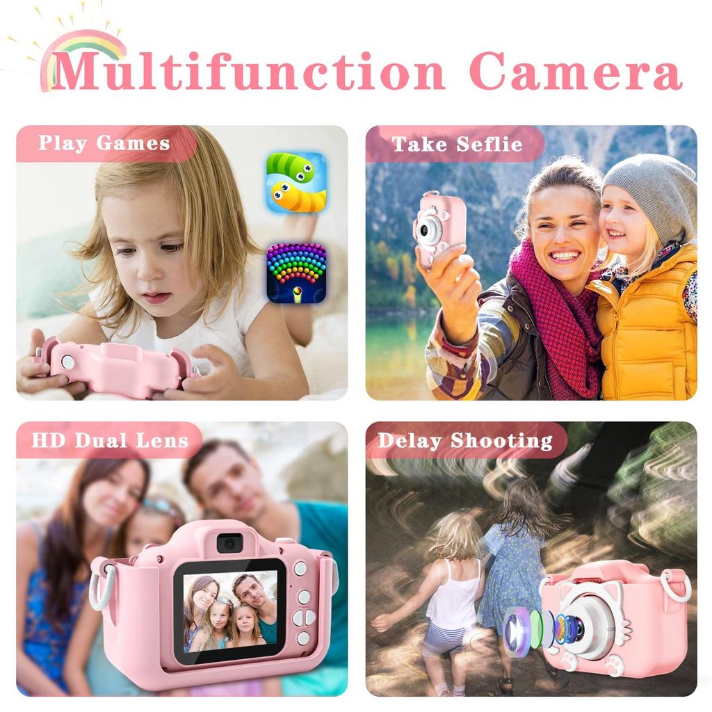 Mini X5S Children Camera Toys 2000W Pixel HD Cartoon Kids Digital Camera Cute Dual Cameras SLR Camera Kid Toy