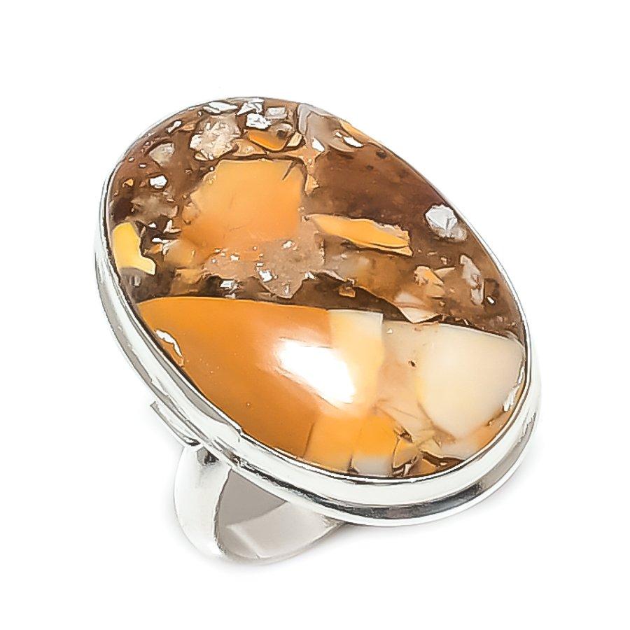 Natural Brecciated Mookaite 925 Sterling Silver Jewelry Ring Size 9 h0f54