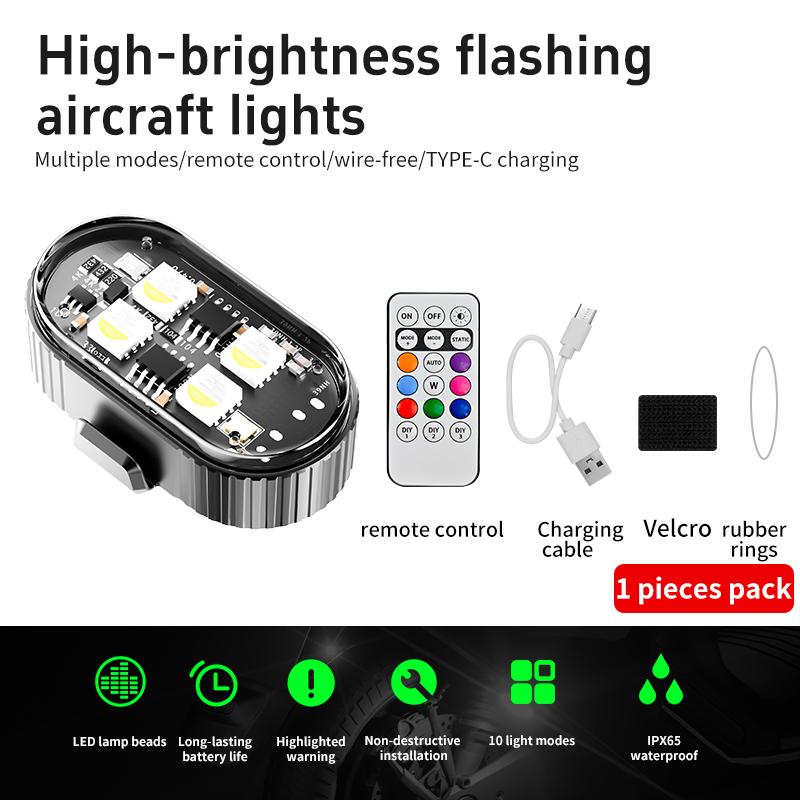 

1/2/4/6PCS LED Strobe Light Motorcycle LED Flash Warning Light RGB Car Decoration Atmosphere Lamp With Remote Control Motor Car