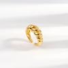 18K Gold Plated Stainless Steel Twist Bread Design Ring Croissant Adjustable Rings for Women Thick Stacking Band Couple Jewelry