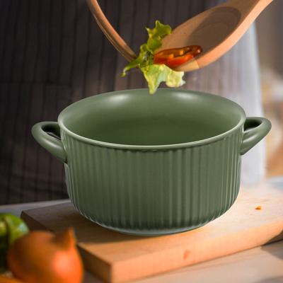 Ciotola da zuppa in ceramica con manico Adatta al forno, al microonde, alla lavastoviglie, al frigorifero Ciotole profonde per cereali, frutta, snack Casa