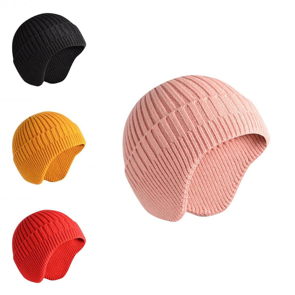 Simple Solid Color Men Casual Warm Knitted Hat With Ear Protection For Winter