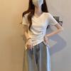 Plus Size Women's Summer 2025 V-Neck Short Sleeve T-Shirt, Belly-Covering Design