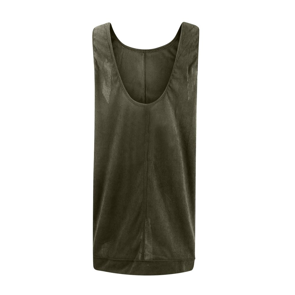 Women's Fashion Corduroy Solid Color Round Neck A Line Vest Dress Pinafore With Pockets