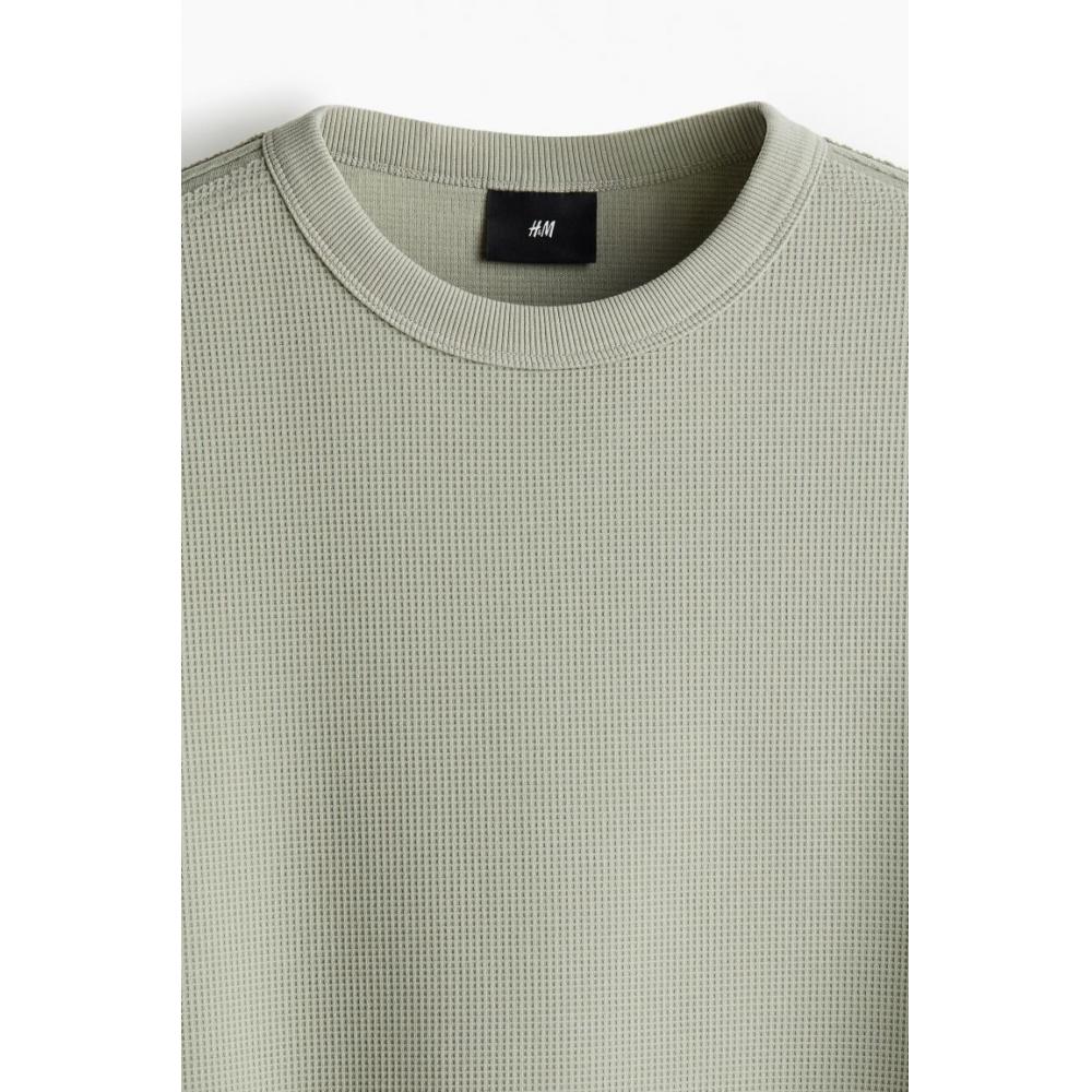 H M Loose Fit Waffle Texture sweatsHirt pistacHio Green
