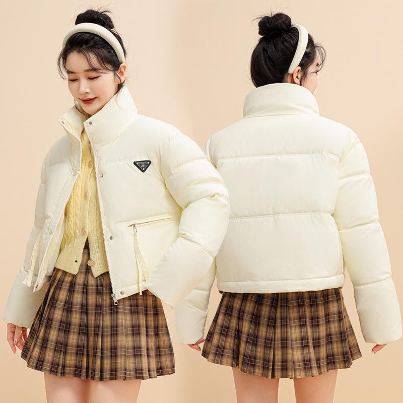 Women's Autumn and Winter Jacket Solid Color Stand Collar PU Leather Loose Thickened Windproof Short Women's Jacket