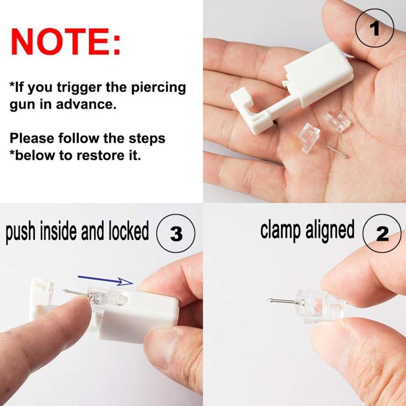 Disposable Safe Sterile Nose Ring Stud Piercing Unit Nailer with 21x Nose Stud Professional Machine Women Body Jewelry
