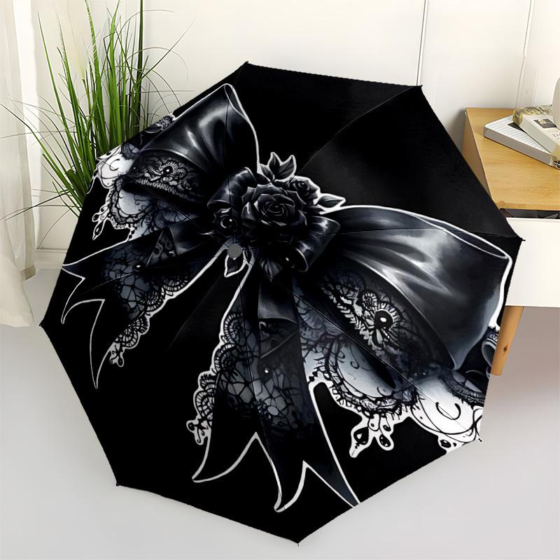 

1pc Gothic Bow Umbrella Portable Home Essential Umbrella Folding Umbrella Durable Iron Frame yy251128012
