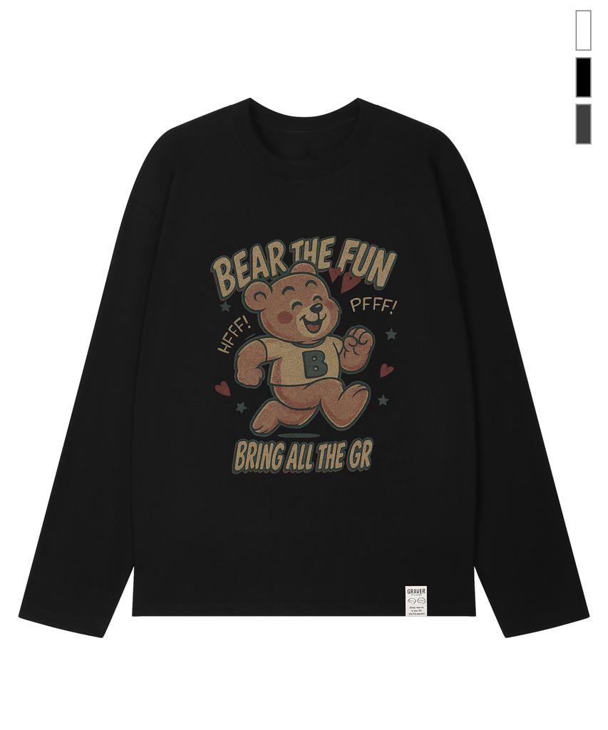 GRAVER [Unisex] Running Bear Long Sleeve T-Shirt_3 Colors