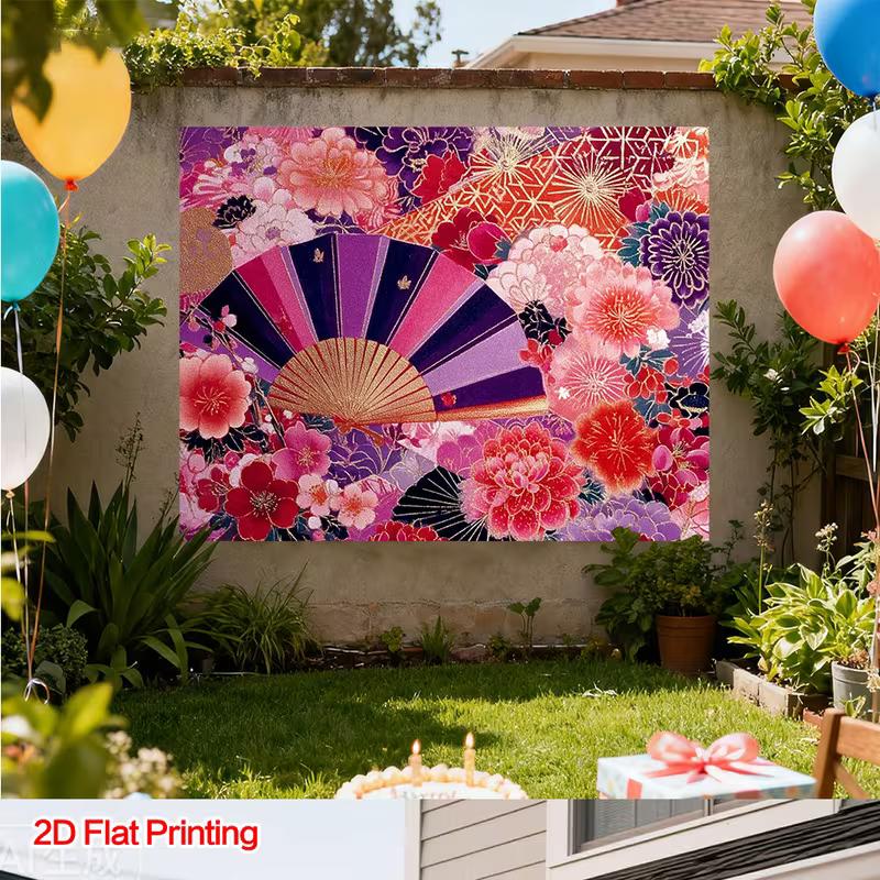 2D Geisha Style Backdrop 2D Flat Printing Japanese Floral Photo Booth Background