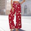 Women's Printed Wide Leg Pants With Pockets High Waist Drawstring Loose Casual Pants