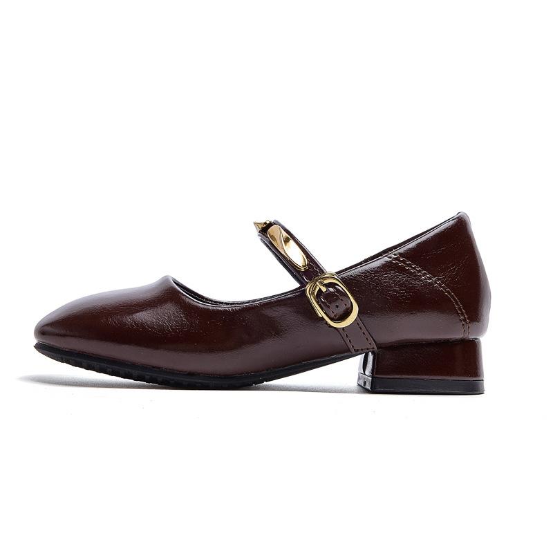 Dziecięce buty księżniczki na wysokim obcasie2026Nowe skórzane buty dziecięce na wiosnę i jesień dla małych dziewczynek, modne buty wizytowe Mary Jane