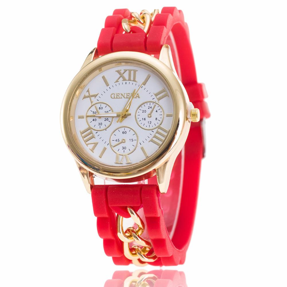 Women Silicone Roman Literally Fake 3-eyed Lady Chain Watch Fashion Wristwatch