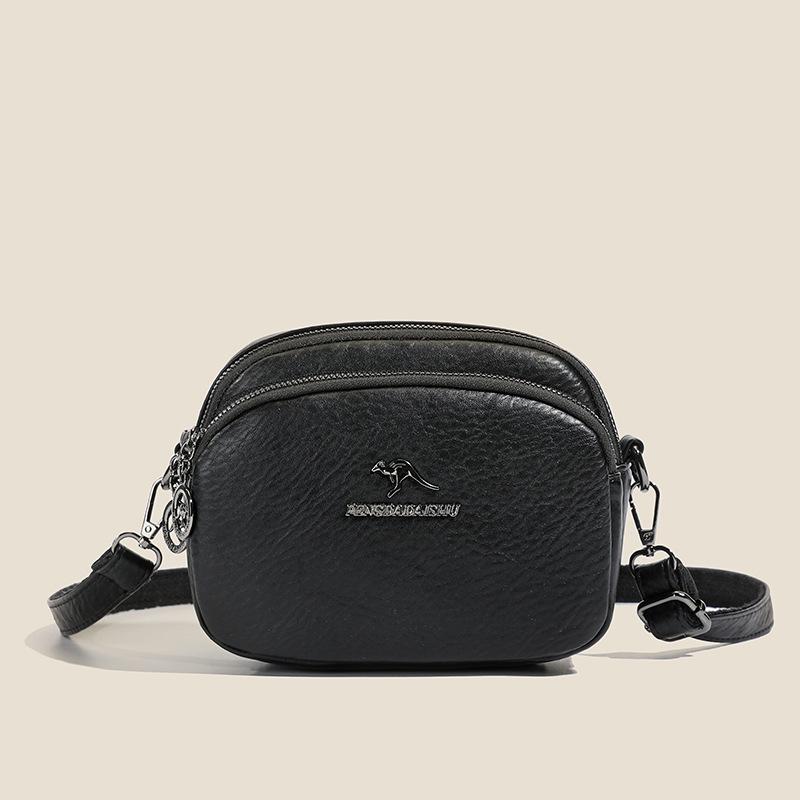 

Женская ретро PU сумка через плечо - Маленькая, Прочная, Трехслойная круглая сумочка чёрный