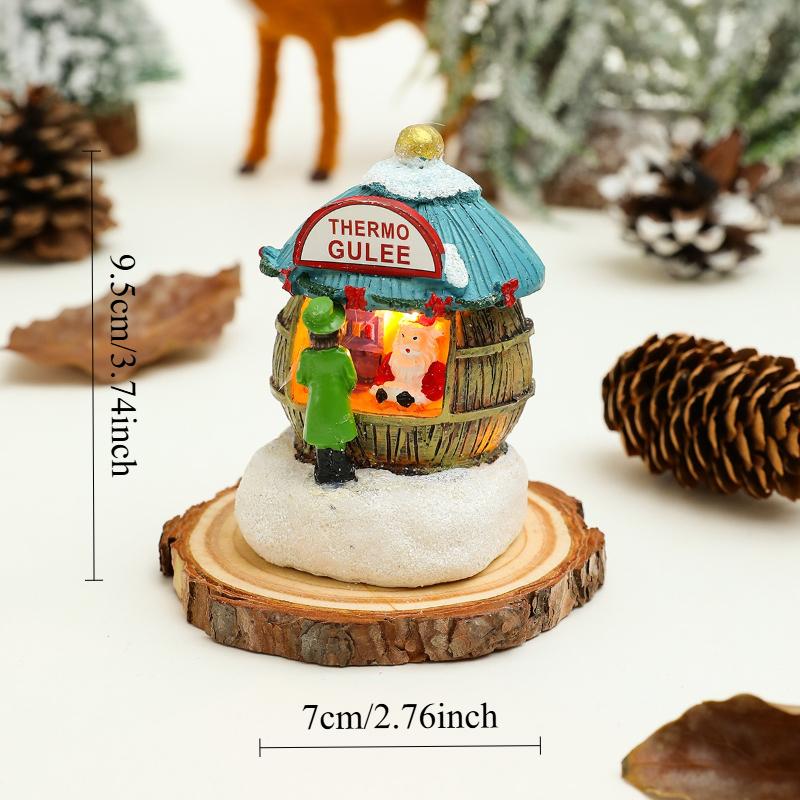 

1PC Resin Christmas Small House Santa Claus Store Micro Landscape Resin Ornament Christmas Children s Gifts